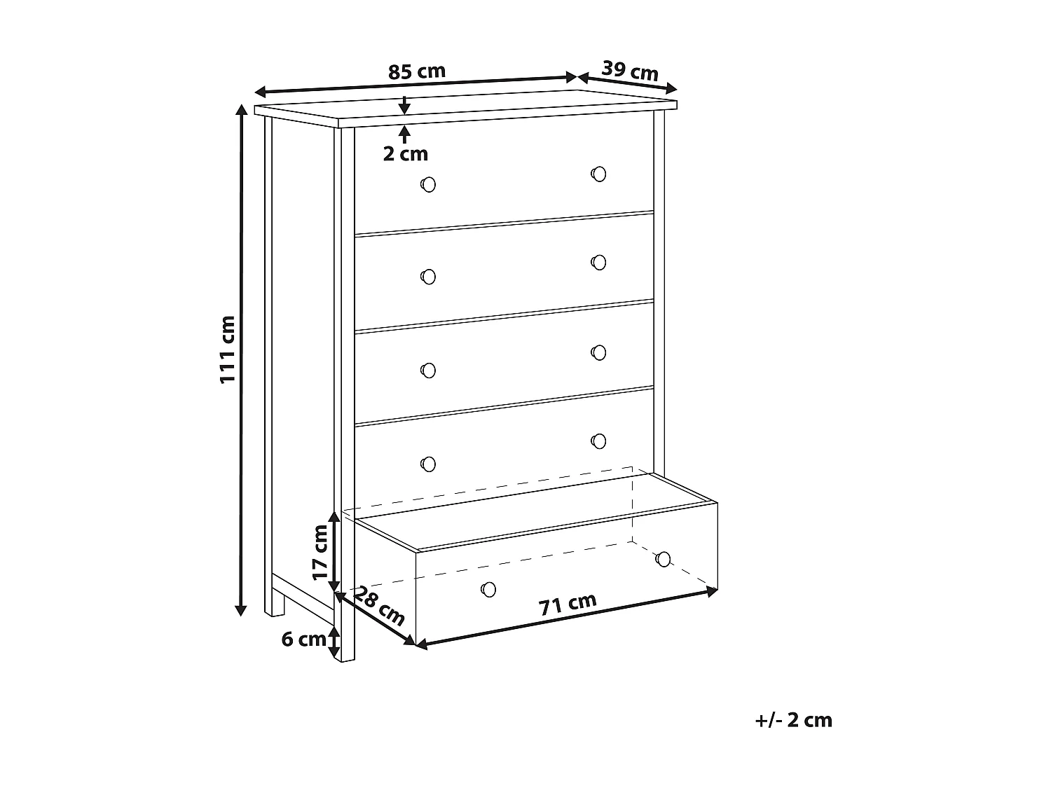 Cassettiera 5 cassetti SALTON Legno Marrone