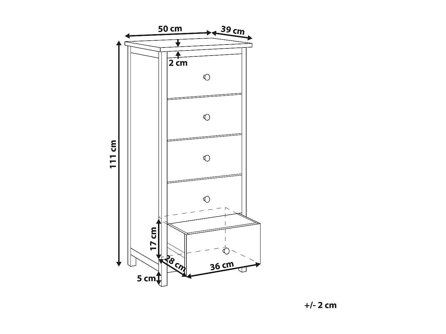 Kommode mit 5 Schubladen SALTON Holz Braun