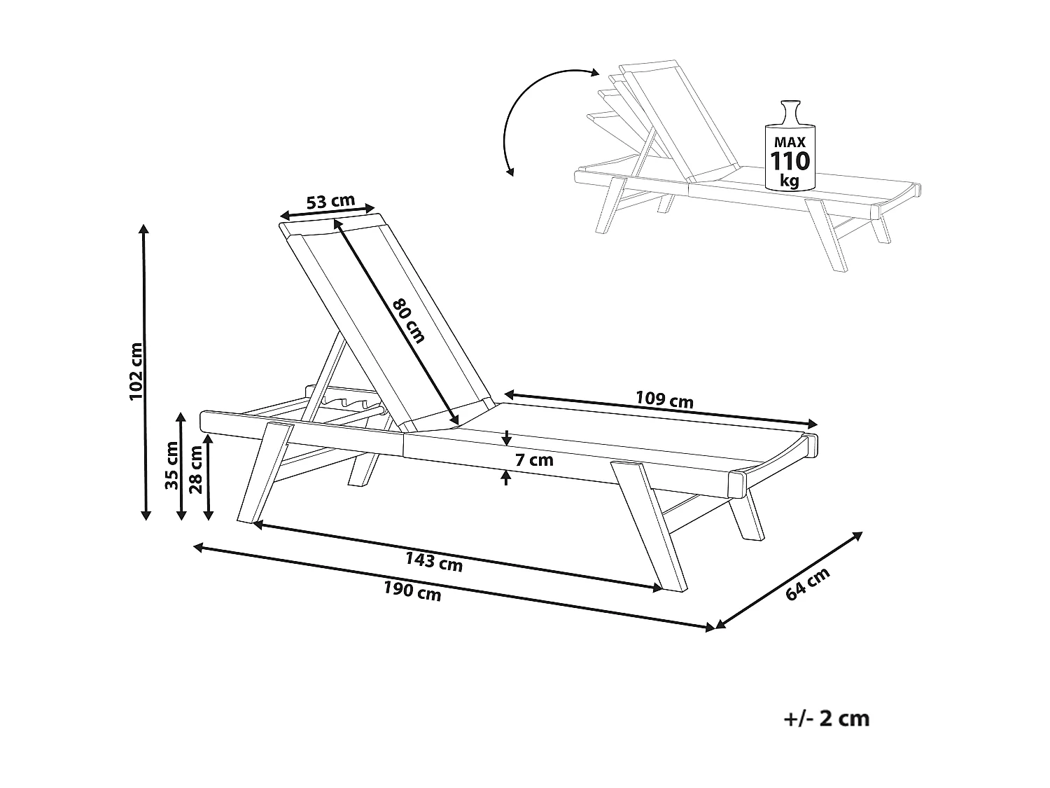 Ligstoel PROSSEDI Acaciahout Beige