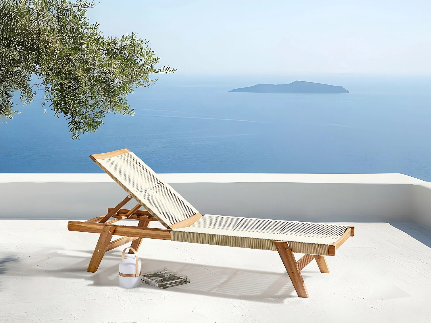 Sonnenliege PROSSEDI Akazienholz Beige