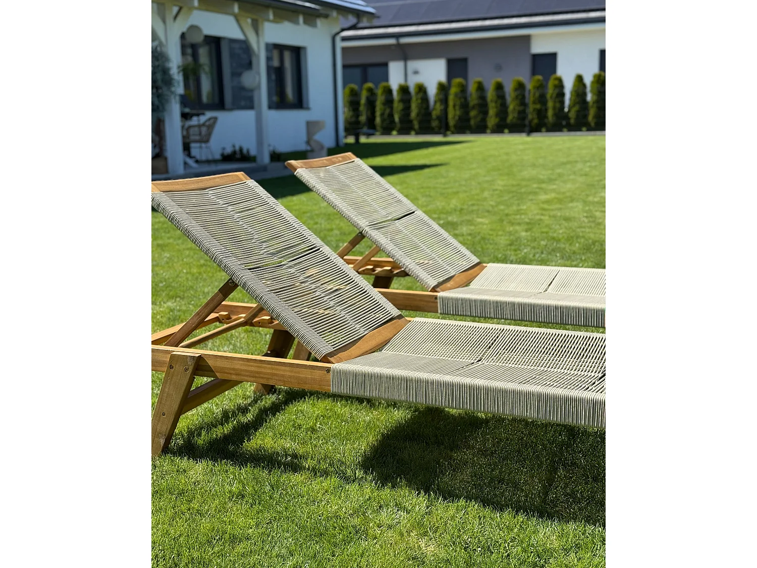 Sonnenliege PROSSEDI Akazienholz Beige