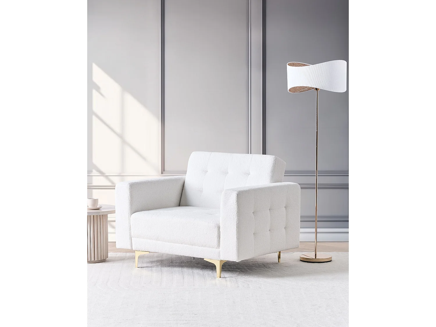 Fauteuil ABERDEEN Bouclé Blanc cassé
