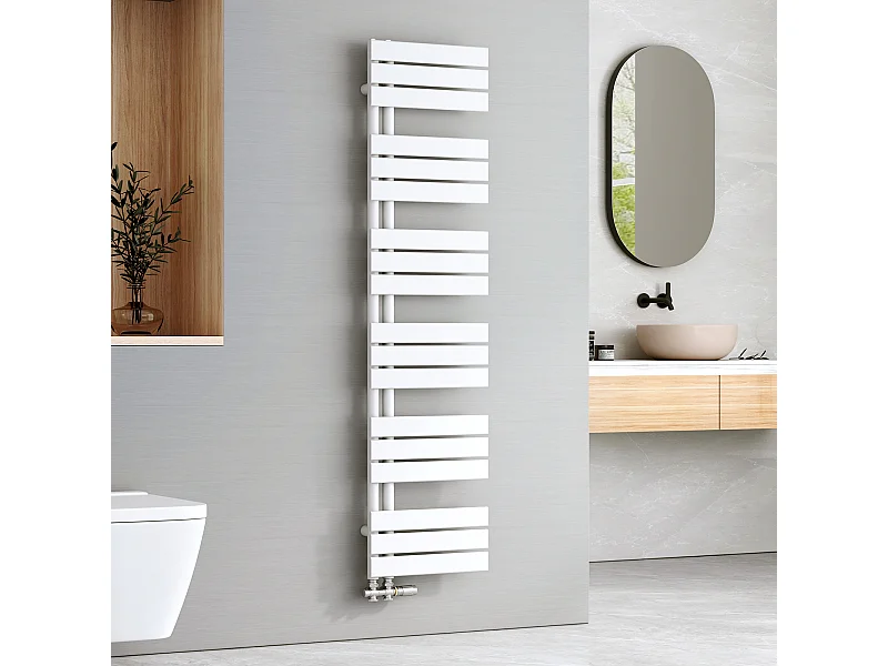 EMKE Handdoekradiator - Plat Design - Glanzend Wit - 160x40 cm - Verwarming Badkamer