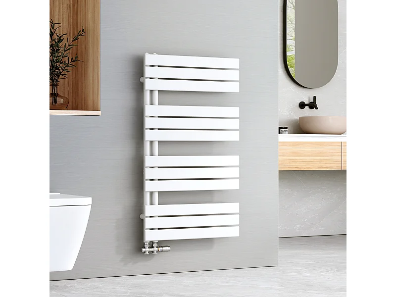 EMKE Handdoekradiator - Plat Design - Glanzend Wit - 104x60 cm - Verwarming Badkamer