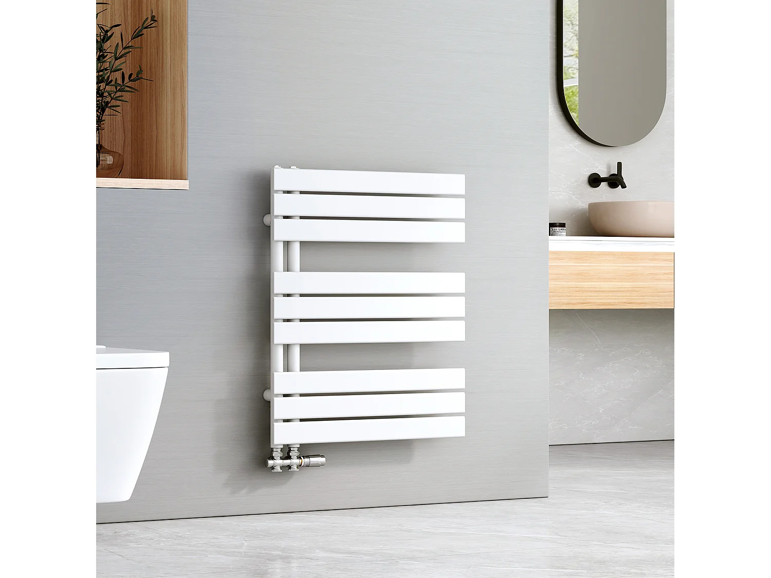 EMKE Handdoekradiator - Plat Design - Glanzend Wit - 76x60 cm - Verwarming Badkamer