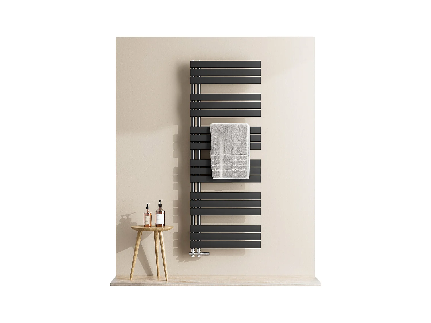 EMKE Handdoekradiator - Plat Design - Mat Zwart - 76x60 cm - Verwarming Badkamer