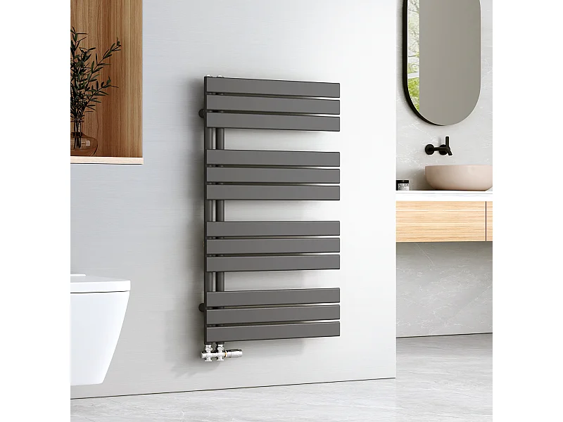 EMKE Handdoekradiator - Plat Design - Mat Antraciet - 104x60 cm - Verwarming Badkamer