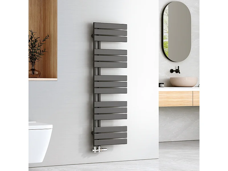 EMKE Handdoekradiator - Plat Design - Mat Antraciet - 132x40 cm - Verwarming Badkamer