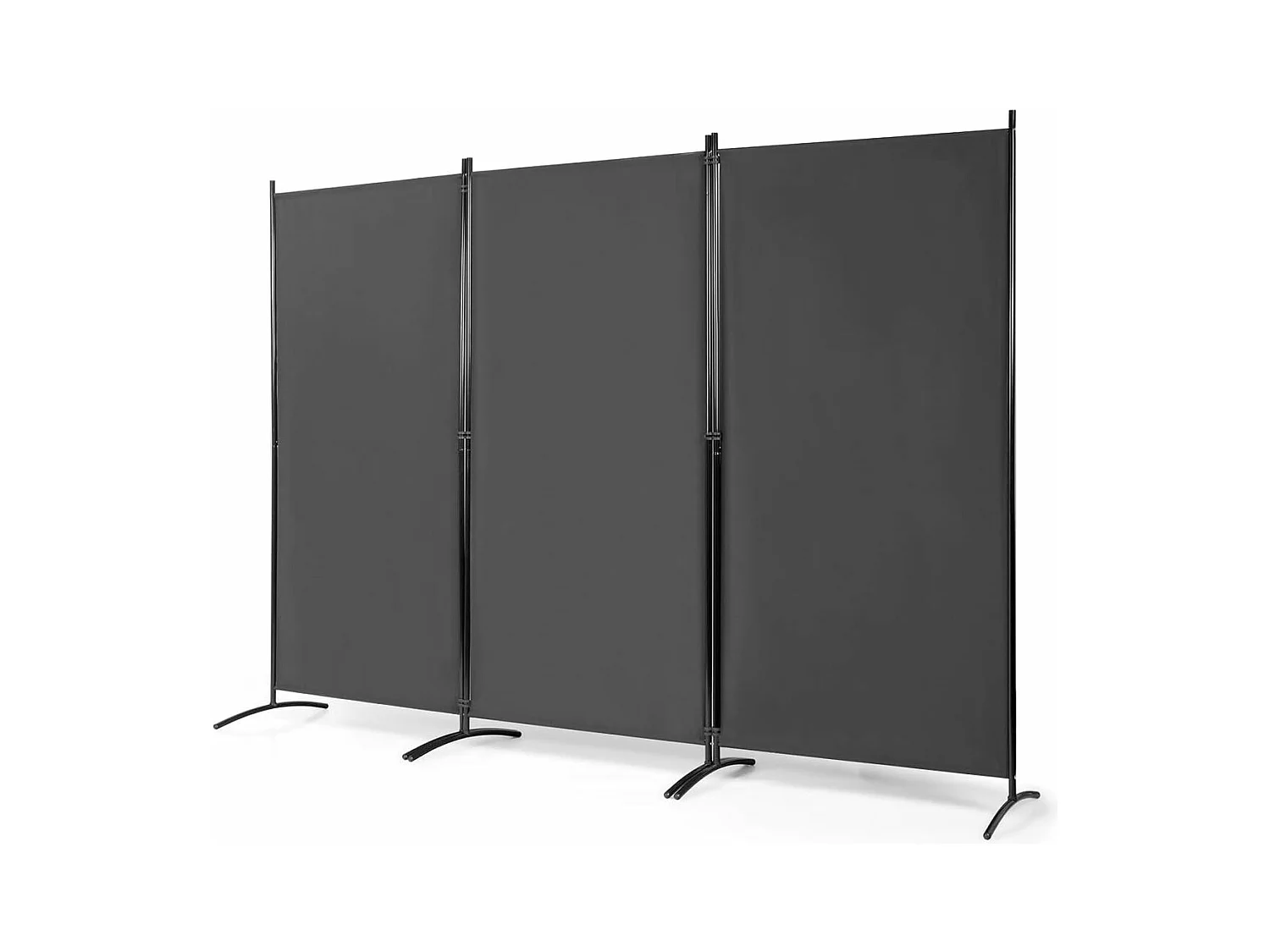 Cloison à 3 Panneaux, Paravent Pliable avec Charnières Résistantes en Acier, Cloison Autoportante, pour Maison, Bureau, Salle de Bain etc, 260x 183cm (Gris foncé)