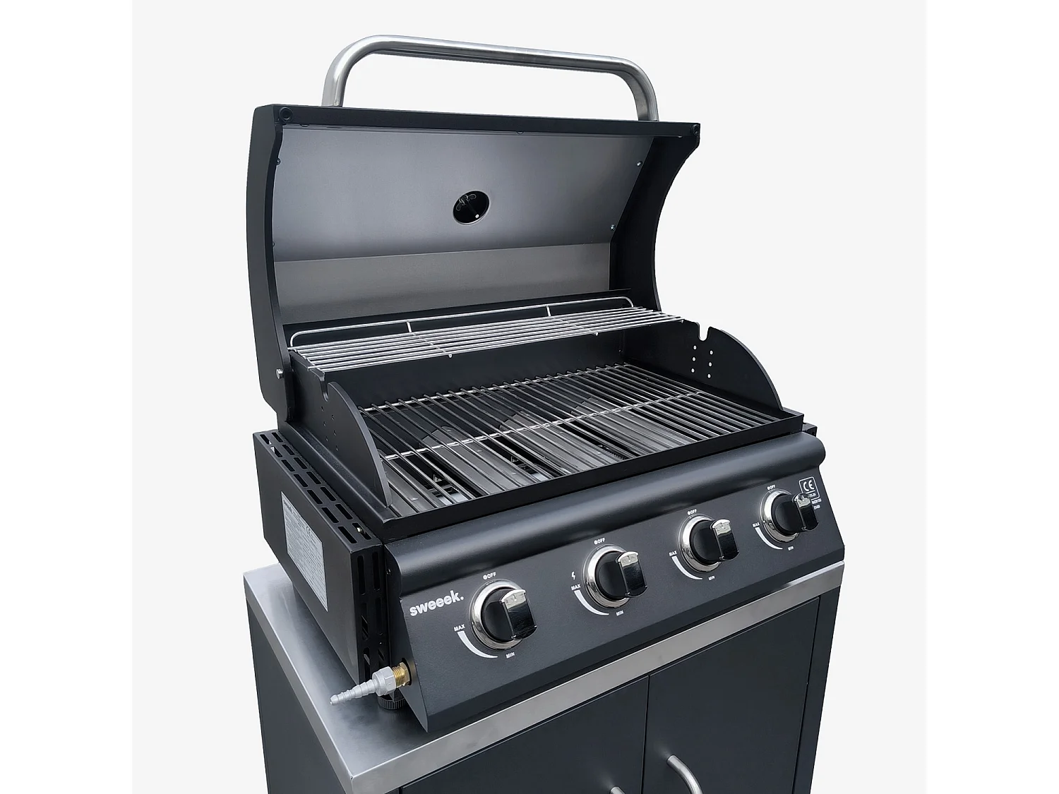 Cucina esterna 5 moduli con barbecue a gas 4 bruciatori, nero