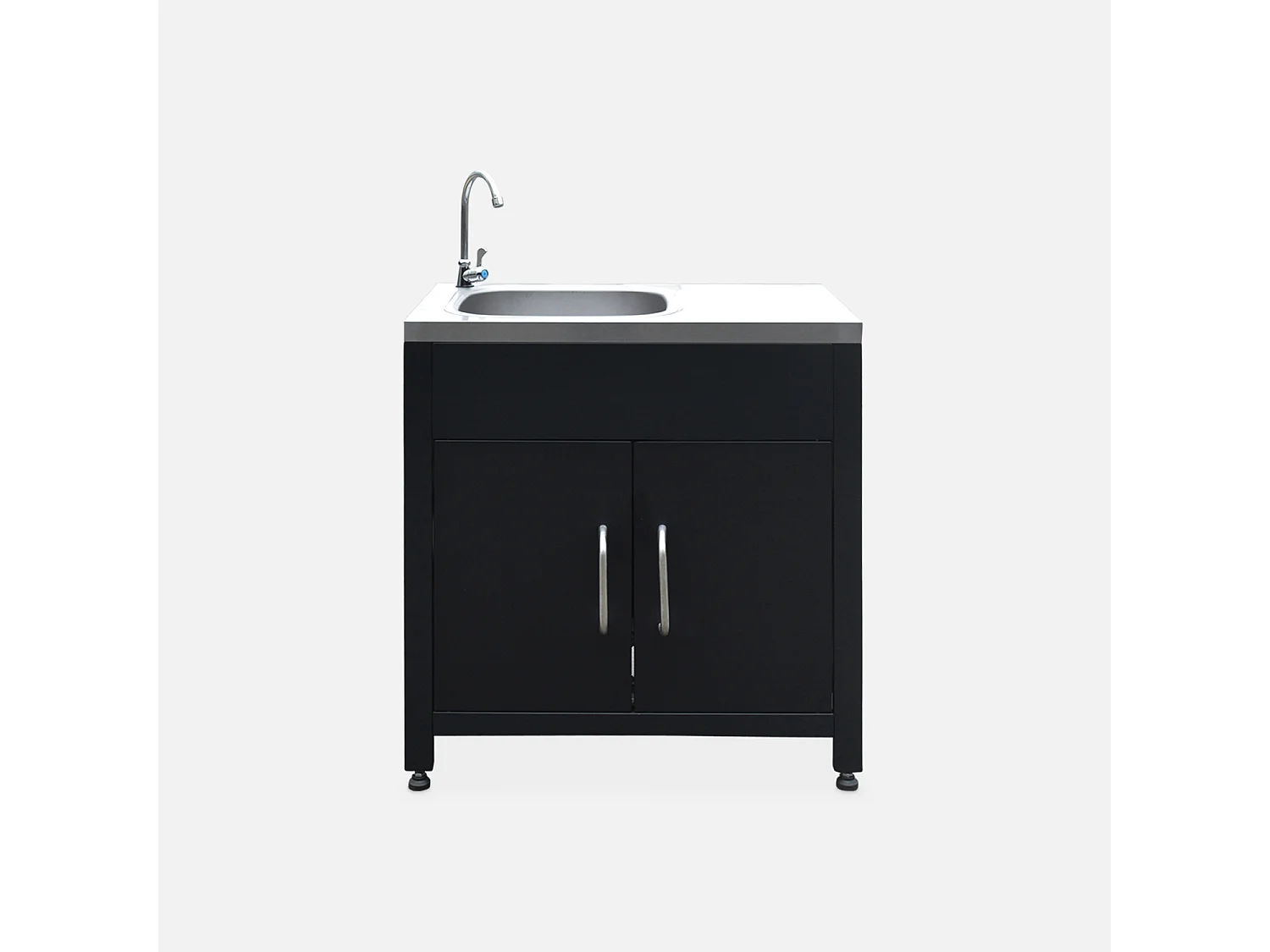 Cucina esterna 5 moduli con barbecue a gas 4 bruciatori, nero