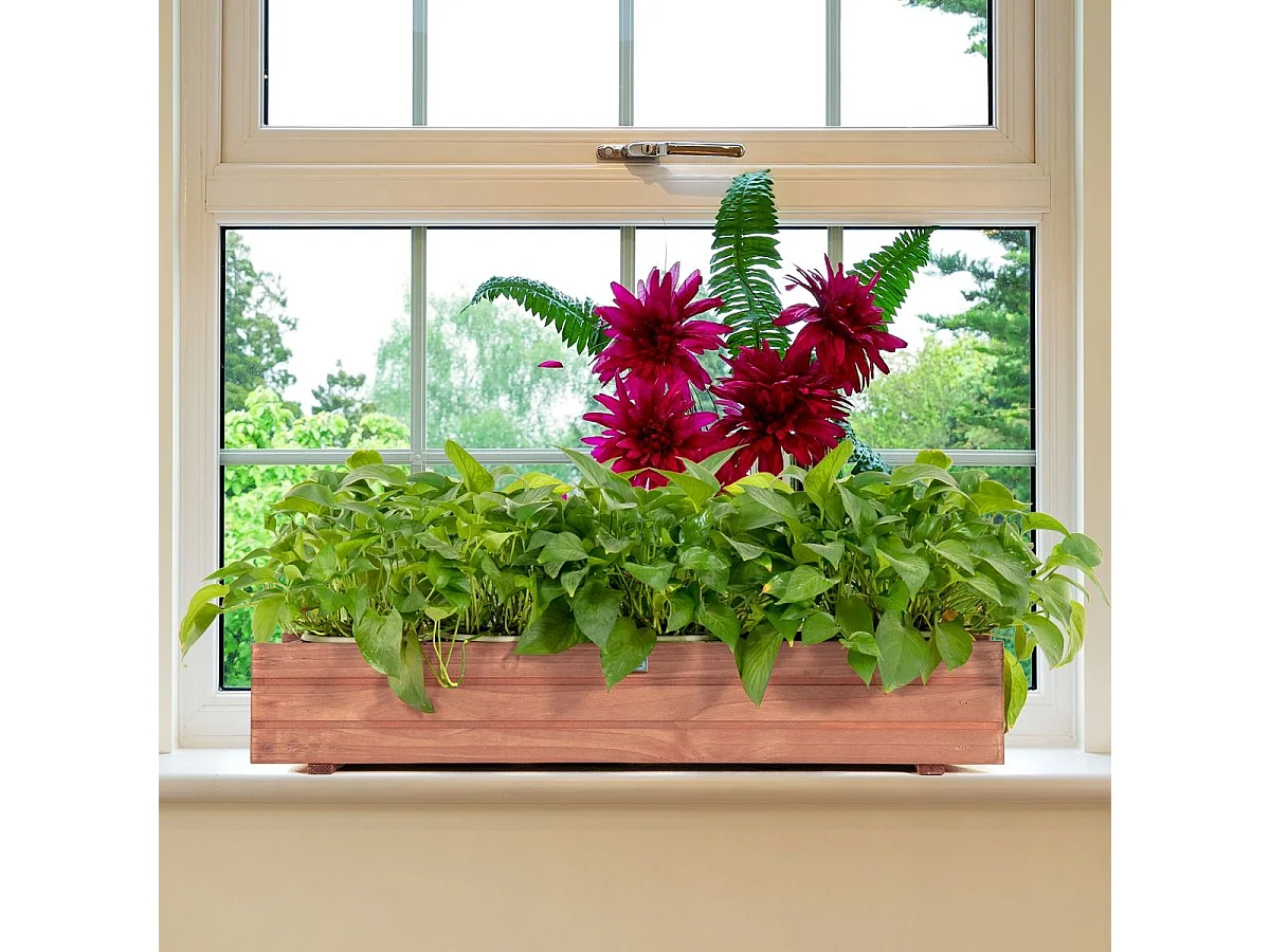 Jardinière Rectangulaire en Bois de SaBois, Lit de Jardin Surélevé Imperméable pour Culture Fruits Légumes, pour Jardin Patio Balcon, 90 x 18 x 15 cm