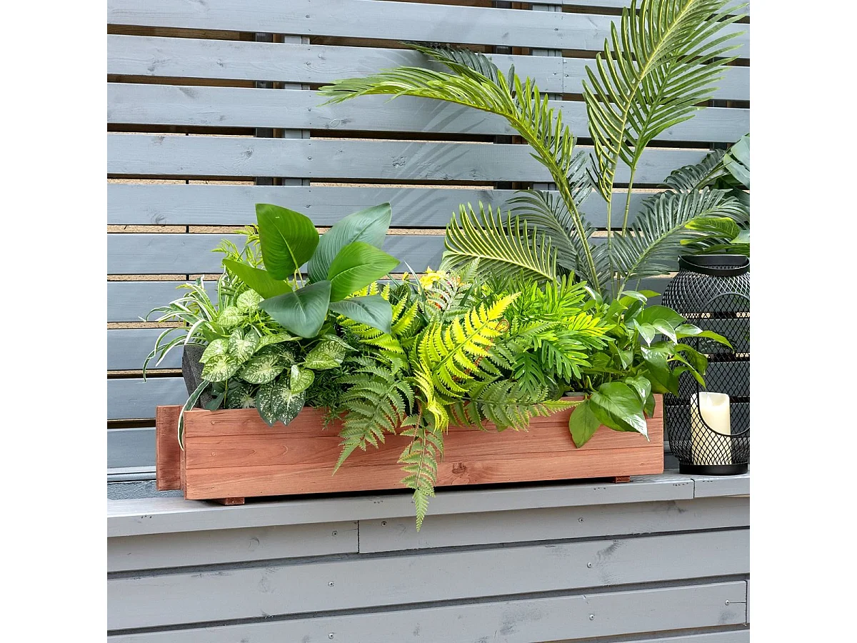 Jardinière Rectangulaire en Bois de SaBois, Lit de Jardin Surélevé Imperméable pour Culture Fruits Légumes, pour Jardin Patio Balcon, 90 x 18 x 15 cm