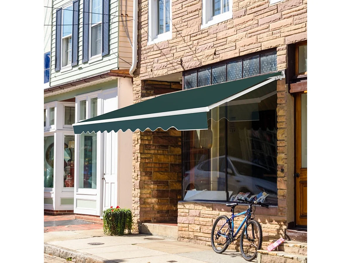 Store Banne de Balcon Rétractable 3,6 X 3M avec Tissu et velours Résistant aux UV et à l'Eau, Cadre en Aluminium Angle Réglable 5-35°