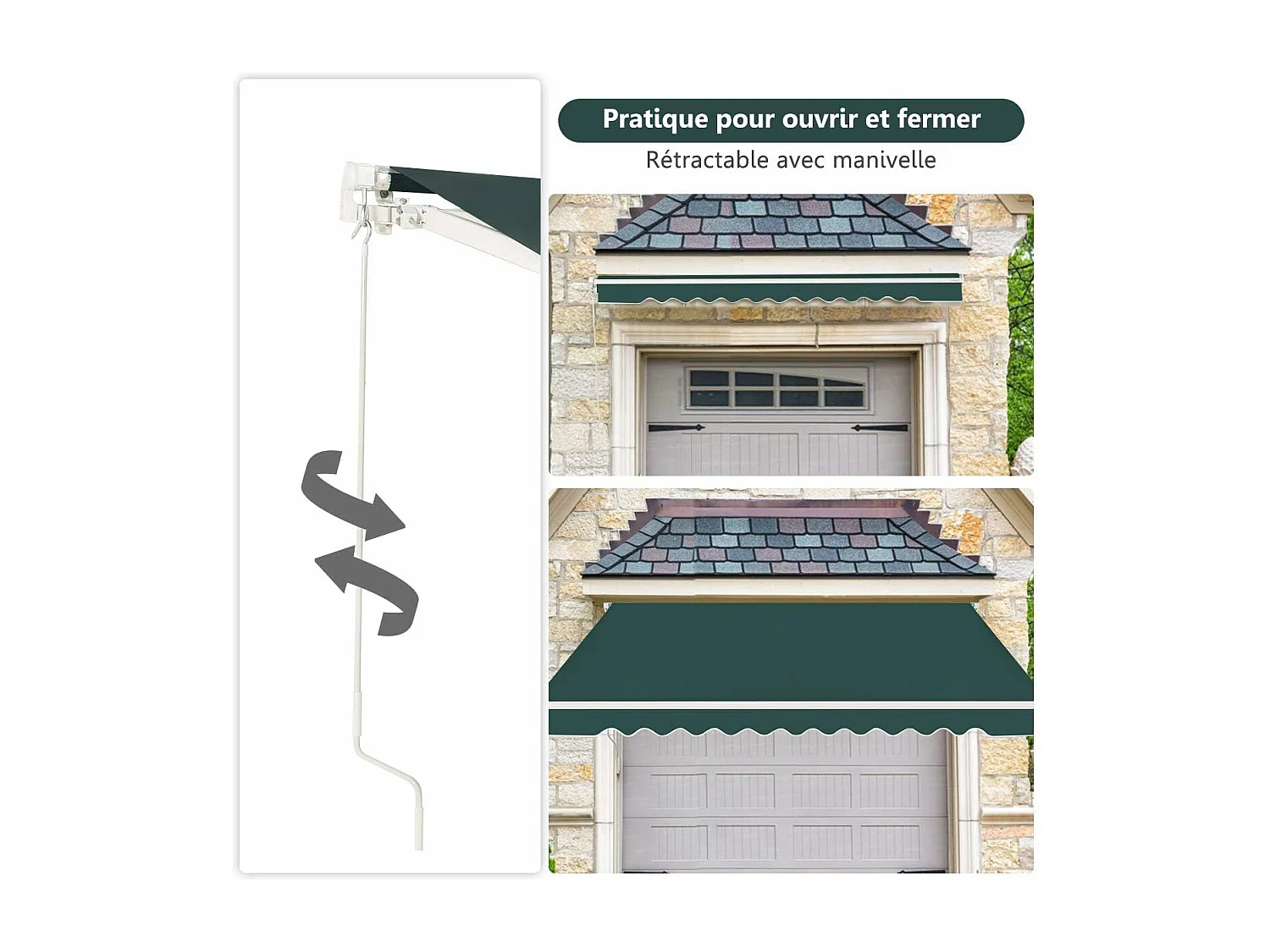 Store Banne de Balcon Rétractable 3,6 X 3M avec Tissu et velours Résistant aux UV et à l'Eau, Cadre en Aluminium Angle Réglable 5-35°