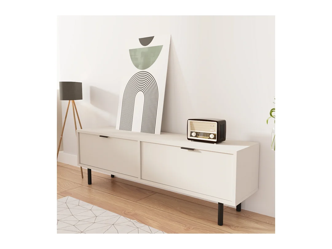 TV-meubel WENA, gladde fronten, met metalen pootjes, Aura, 140x30x33 cm, Kasjmir