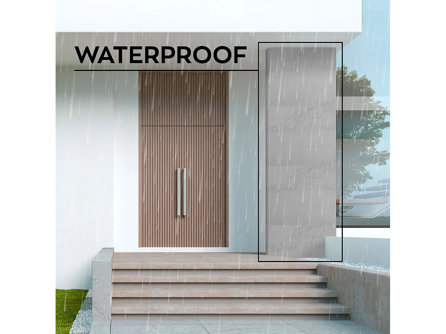 Malaisie - Lot de 4 panneaux muraux décoratifs 3D 120x60x1 cm effet béton PU Gris