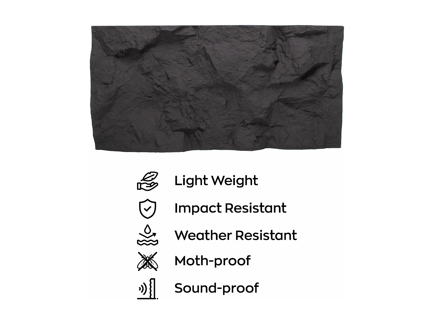 Rushmore - Lot de 2 panneaux muraux décoratifs 3D 120x60x9 cm effet pierre en PU Anthracite Grey