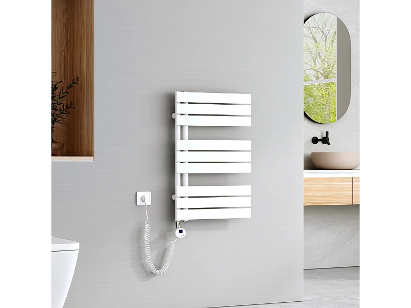 EMKE Elektrische Handdoekradiator - Glanzend Wit - 76x50 cm - 400W - Badkamer Radiator