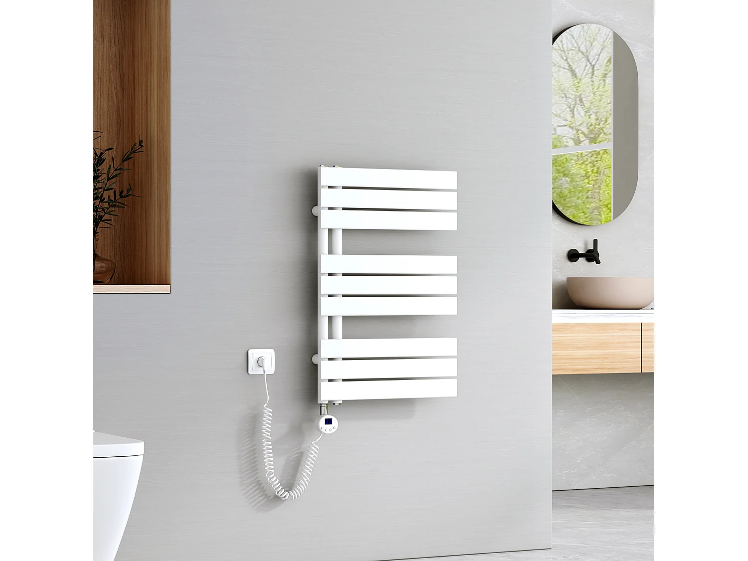 EMKE Elektrische Handdoekradiator - Glanzend Wit - 76x50 cm - 400W - Badkamer Radiator