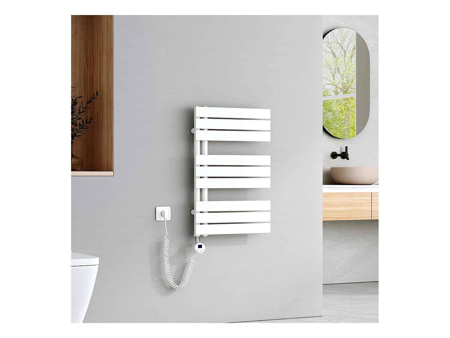 EMKE Elektrische Handdoekradiator - Glanzend Wit - 76x50 cm - 400W - Badkamer Radiator