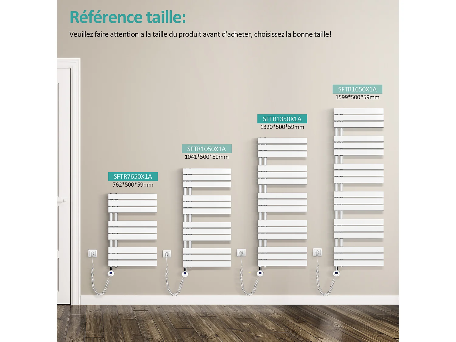 EMKE Elektrische Handdoekradiator - Glanzend Wit - 104x50 cm - 600W - Badkamer Radiator