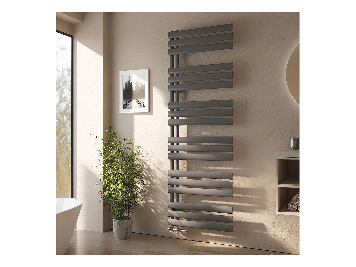 EMKE Handdoekradiator, zijaansluiting, Antraciet, 174 x 60 cm, 408 Watt