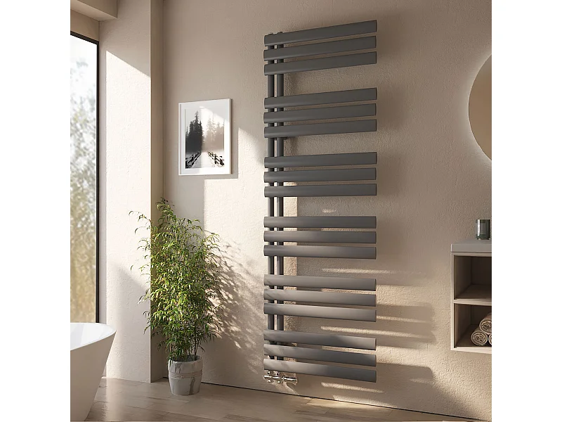 EMKE Handdoekradiator, zijaansluiting, Antraciet, 174 x 60 cm, 408 Watt
