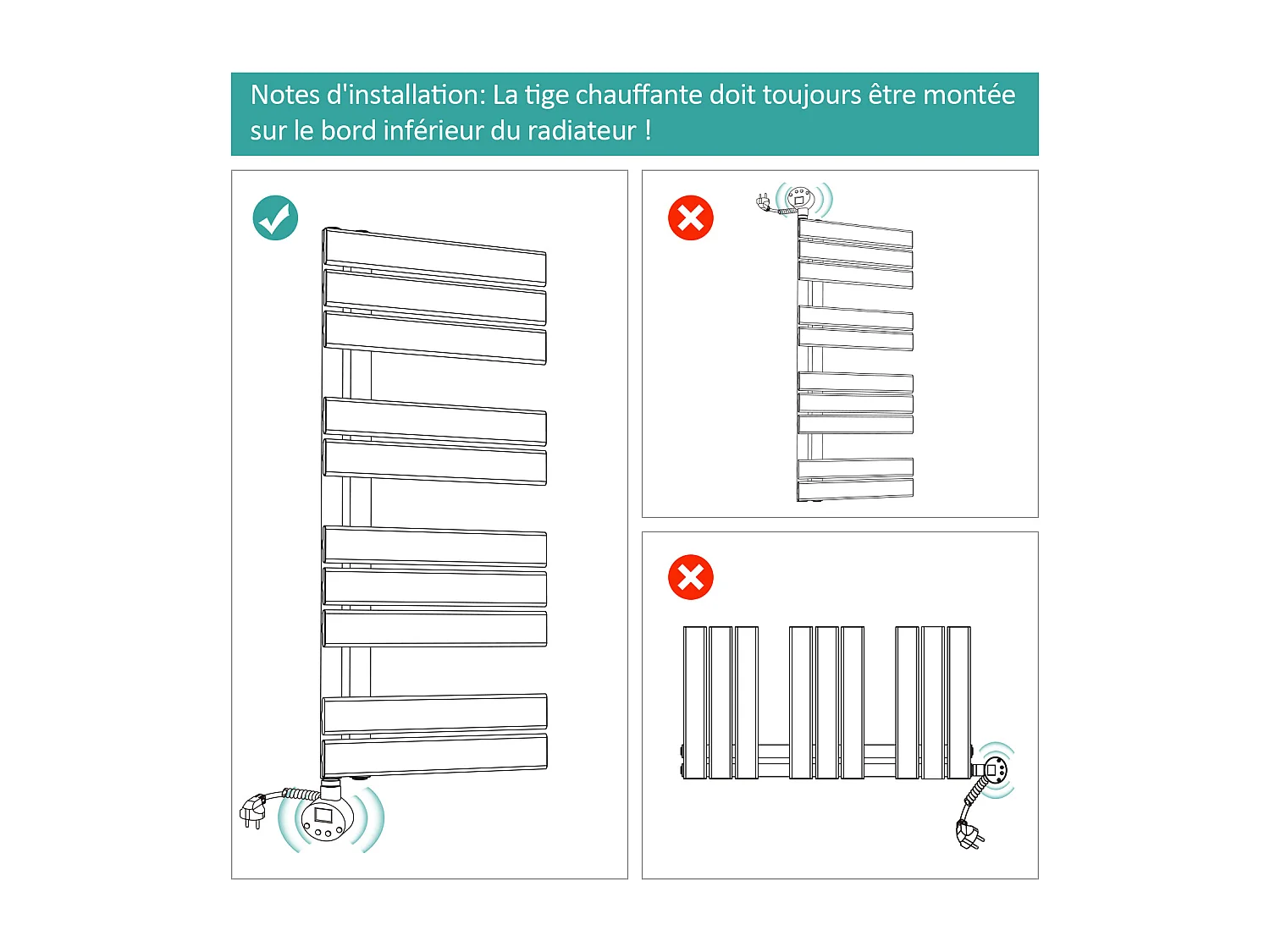 EMKE Elektrische Handdoekradiator - Glanzend Wit - 76x60 cm - 400W - Badkamer Radiator