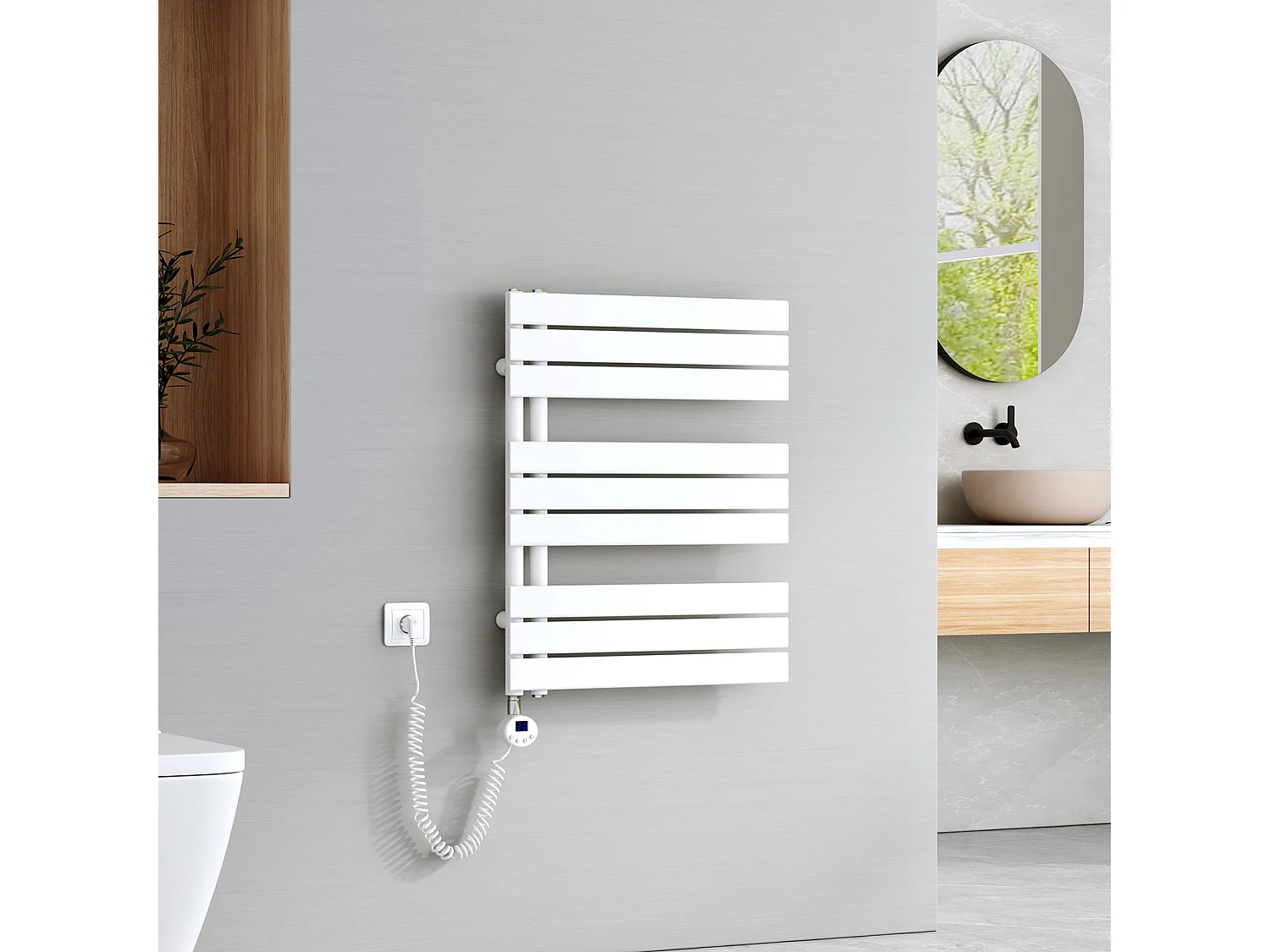 EMKE Elektrische Handdoekradiator - Glanzend Wit - 76x60 cm - 400W - Badkamer Radiator