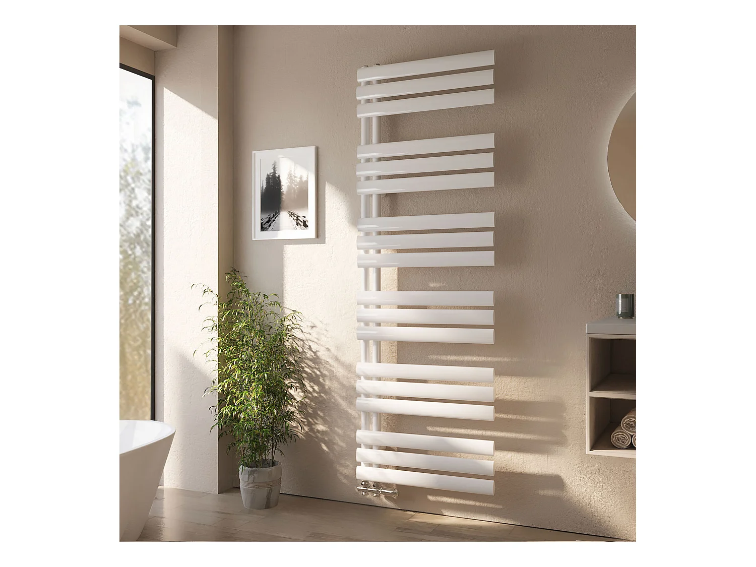 Sèche-serviette eau chaude EMKE raccord latéral radiateur sèche-serviettes blanc 174 × 60 cm 782 watts