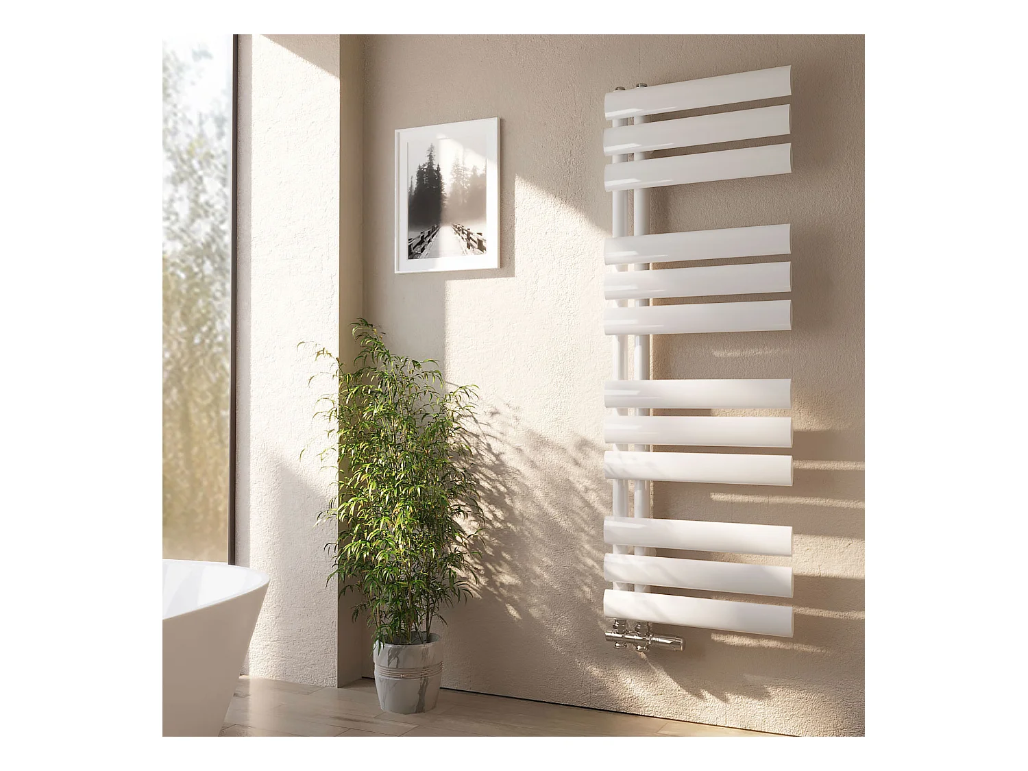 EMKE scaldasalviette ad acqua calda con attacco laterale bianco scaldasalviette 112 × 40 cm 385 watt