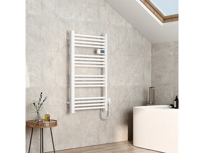 EMKE Sèche-serviette électrique Aluminium Commande tactile Température réglable - 960 x 540 mm Blanc 500W