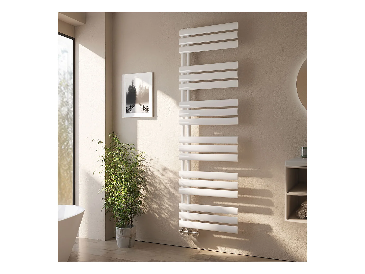 Sèche-serviette eau chaude EMKE raccord latéral radiateur sèche-serviettes blanc 174 × 50 cm 683 watts