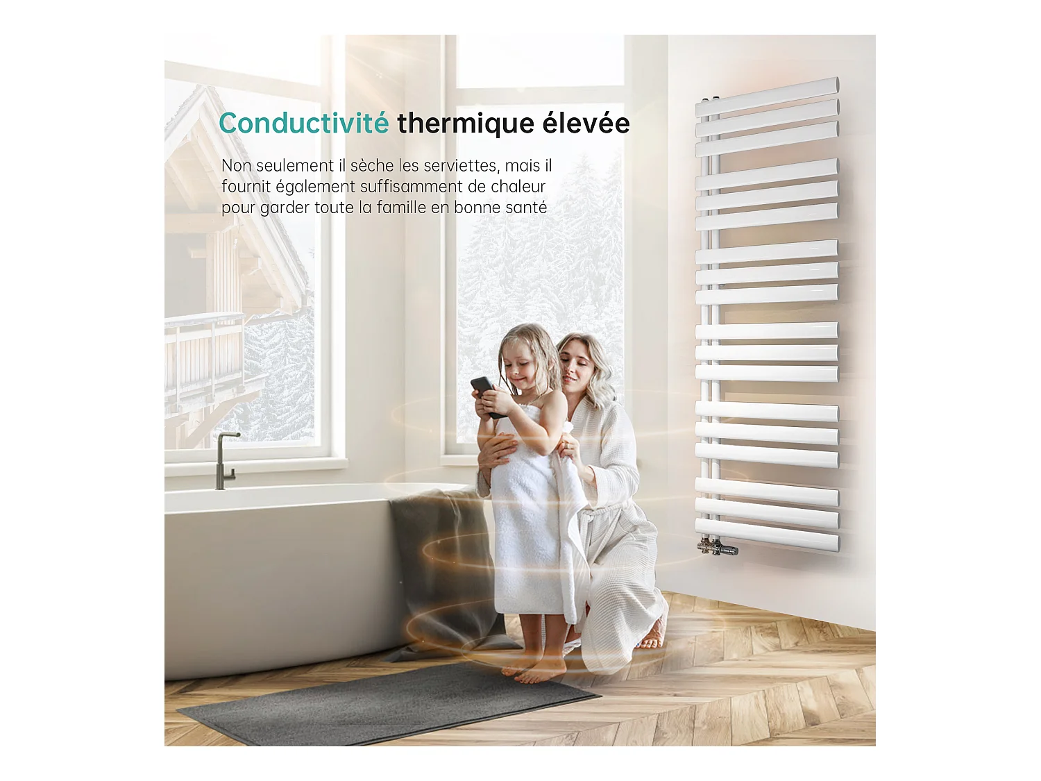 EMKE Handdoekradiator, zijaansluiting, Wit, 174 x 50 cm, 683 Watt