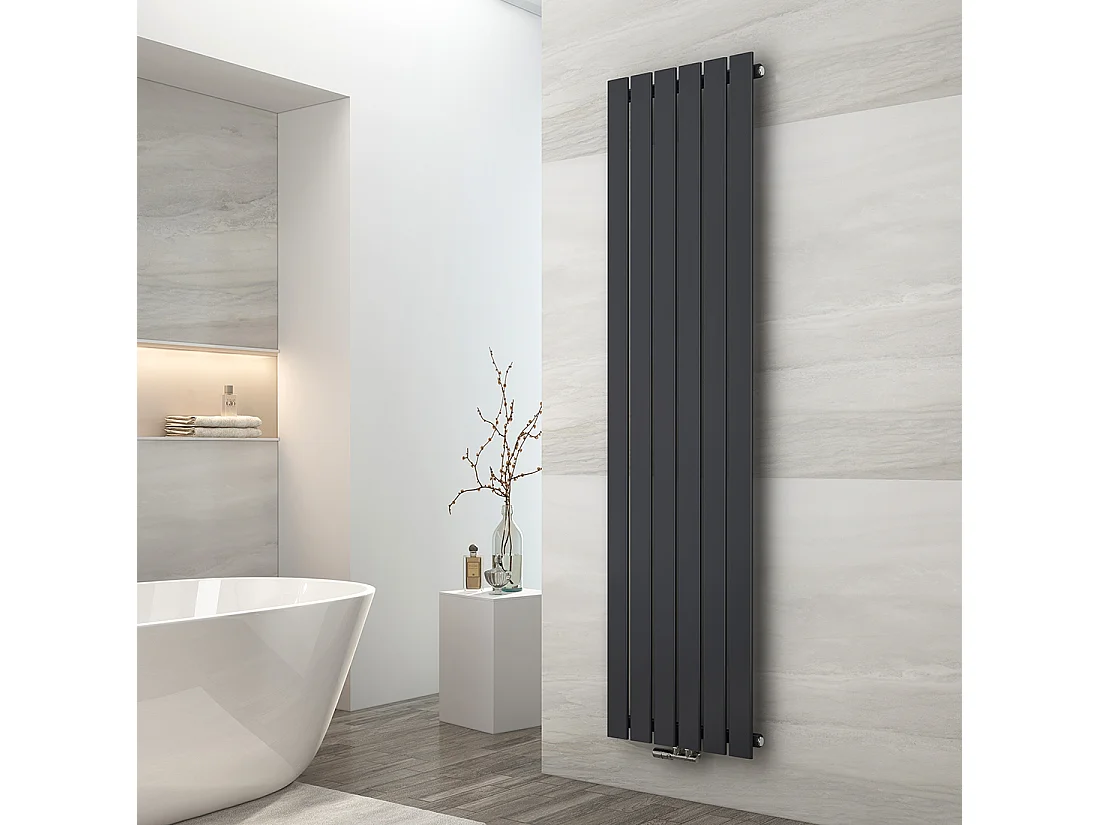 EMKE Radiateur à Eau Chaude, Radiateur plat seule couche connexion centrale, Montage mural vertical design, Anthracite 160x46cm