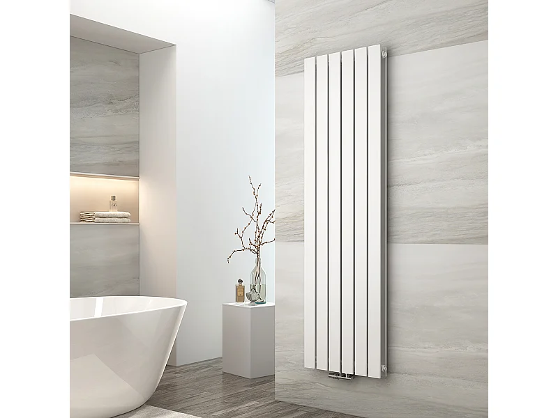 EMKE Radiateur eau chaude en acier Tube Plat Radiateur Mural Blanc 160x46cm 1490W Double Couche