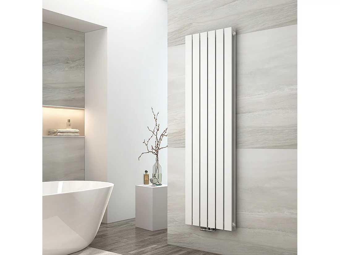 EMKE Radiator - Dubbel-Laags Plat - Glanzend Wit - 160x46 cm - 1490 W - Kolomradiator Vertical - Verwarming voor Alle Ruimtes