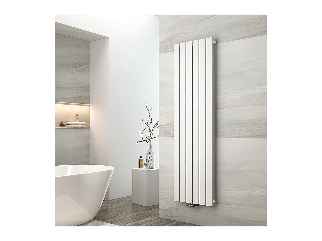 EMKE Radiateur eau chaude en acier Tube Plat Radiateur Mural Blanc 160x46cm 1490W Double Couche