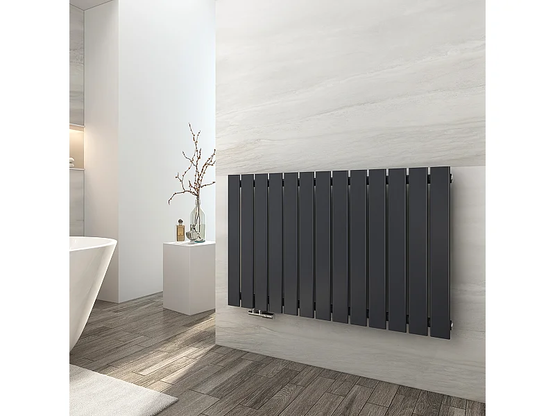 EMKE Radiateur à Eau Chaude, Radiateur plat seule couche connexion centrale, Montage mural vertical design, Anthracite 63x100cm