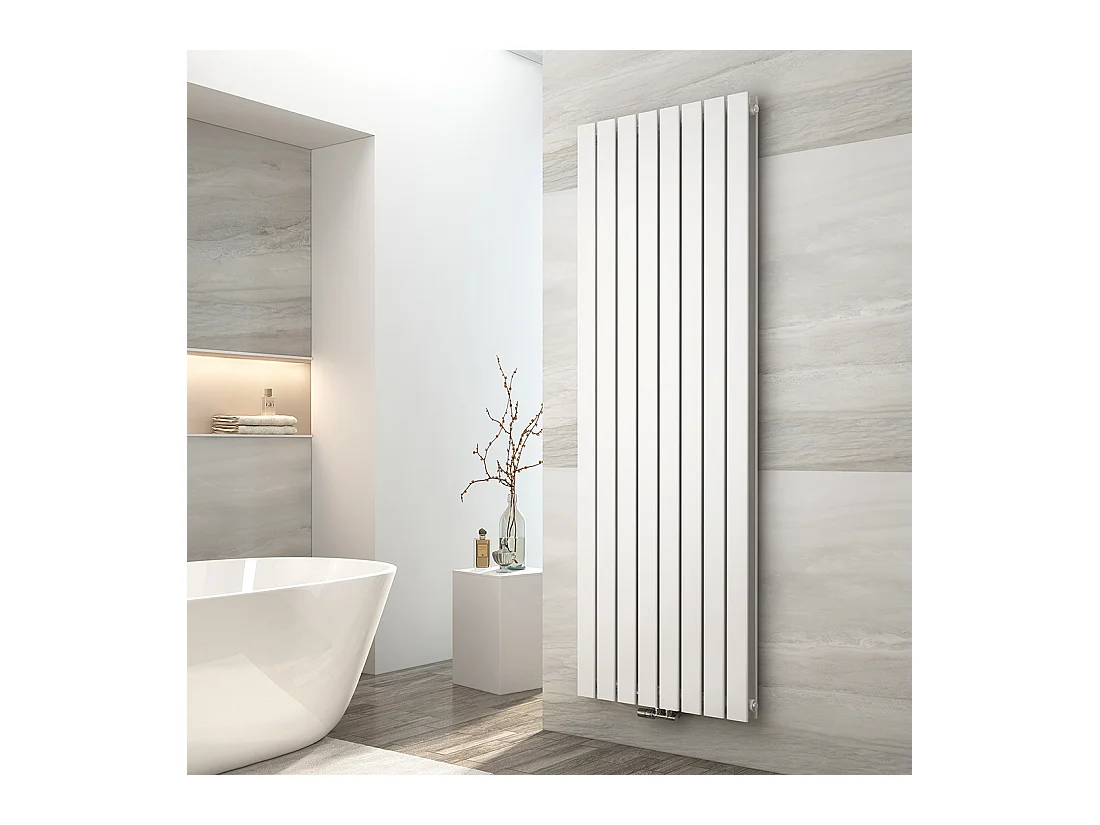 EMKE Radiateur à Eau Chaude, Radiateur plat seule couche connexion centrale, Blanc 160x30cm
