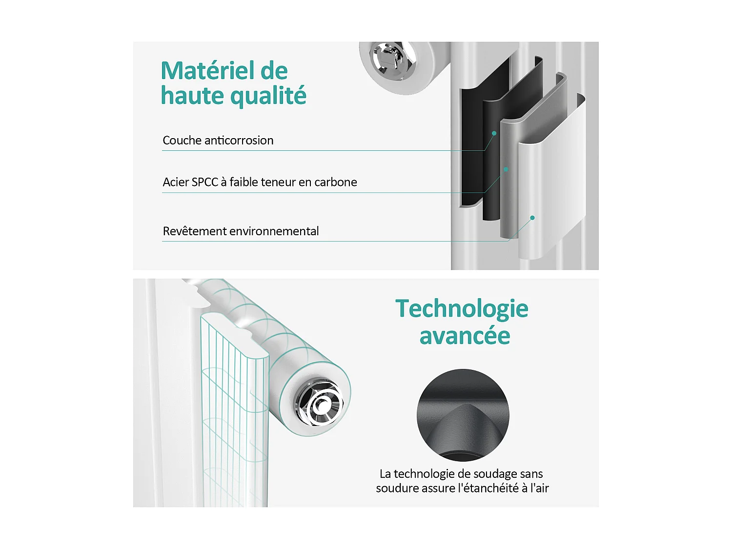 EMKE Radiator - Plat Design - Glanzend Wit - 160x30 cm - 557 W - Kolomradiator Vertical - Verwarming voor Alle Ruimtes