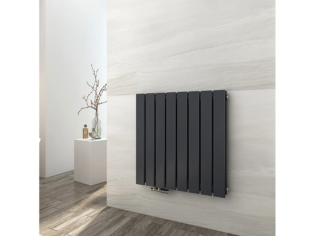 EMKE Radiateur eau chaude en acier Tube Plat Radiateur Mural Anthracite 63x62cm 826W Double Couche