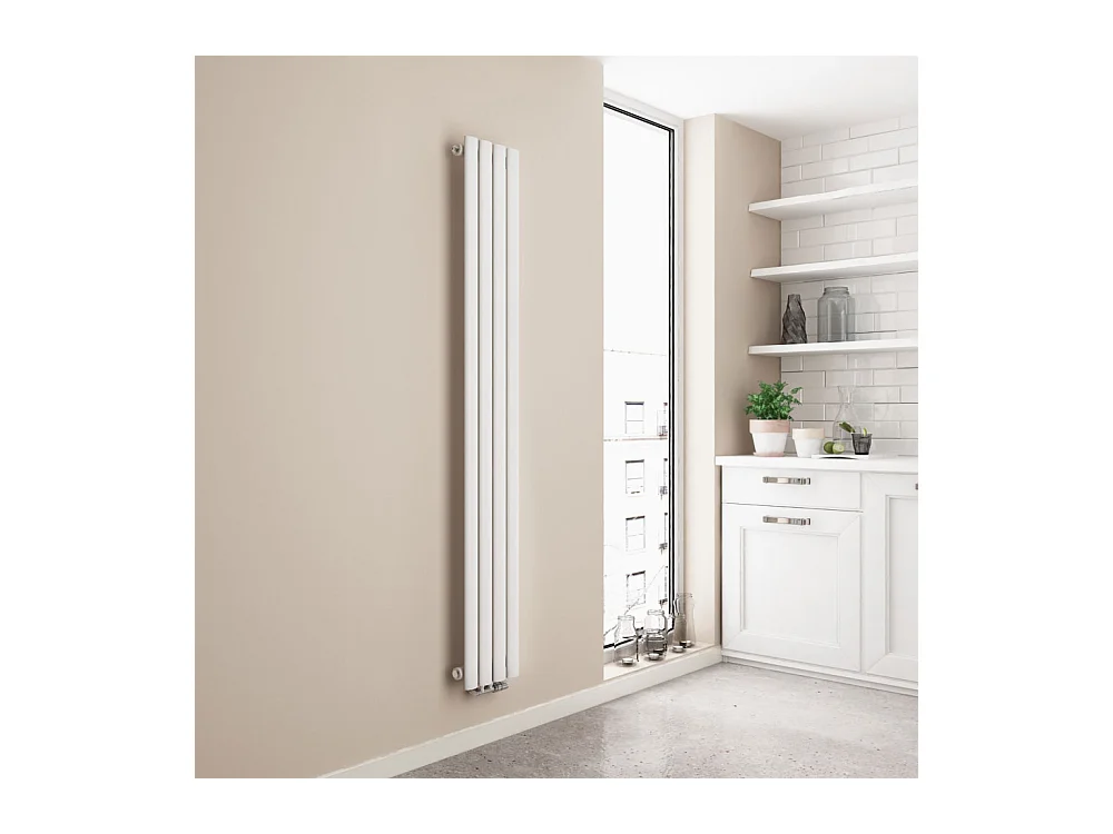 EMKE Radiateur eau chaude en acier Tube Rond Radiateur Mural Blanc 160x24cm 427W Seule Couche