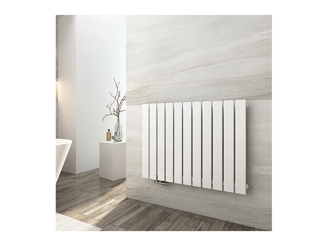 EMKE Radiateur à Eau Chaude, Radiateur plat seule couche connexion centrale, Montage mural vertical design, Blanc 63x85cm