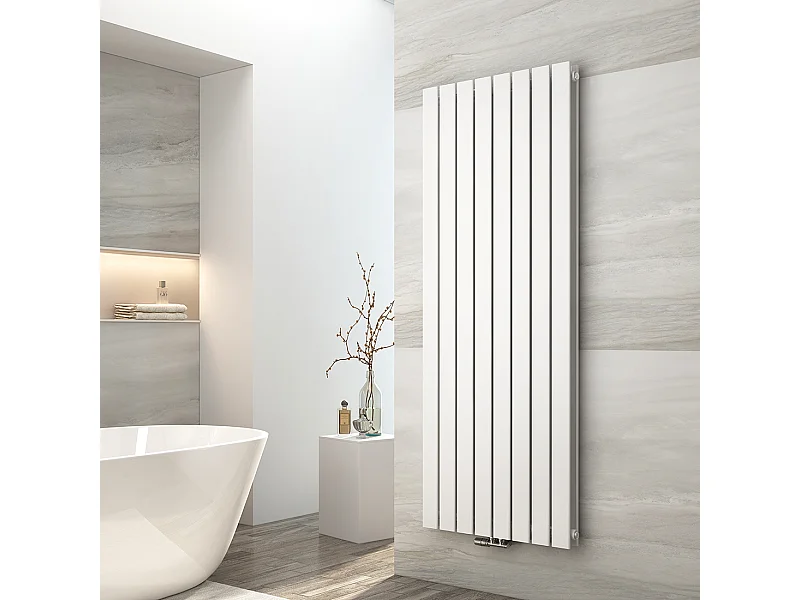 EMKE Radiator - Dubbel-Laags Plat - Glanzend Wit - 160x62 cm - 1988 W - Kolomradiator Vertical - Verwarming voor Alle Ruimtes