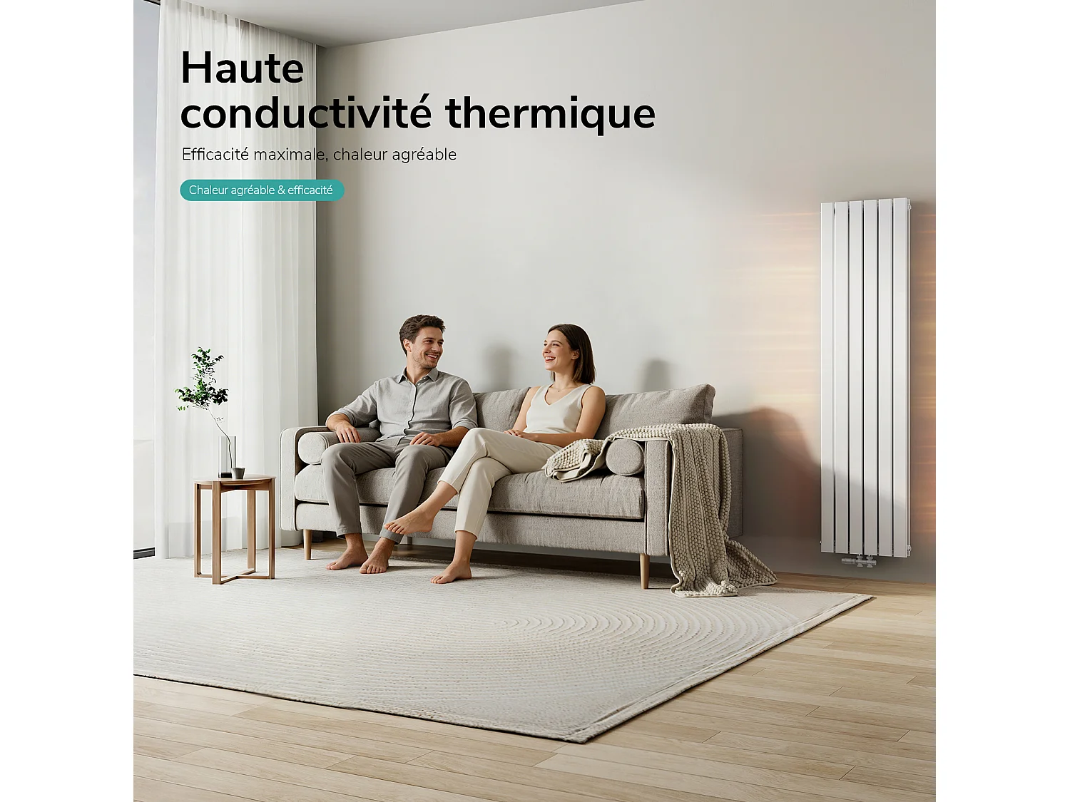 EMKE Radiateur eau chaude en acier Tube Plat Radiateur Mural Blanc 180x46cm 1670W Double Couche