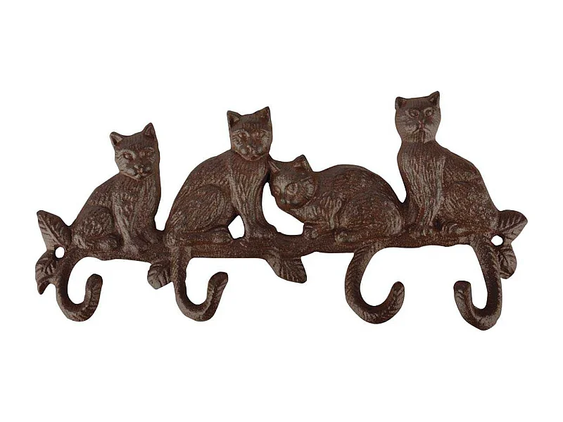 Patère 4 crochets en fonte chats