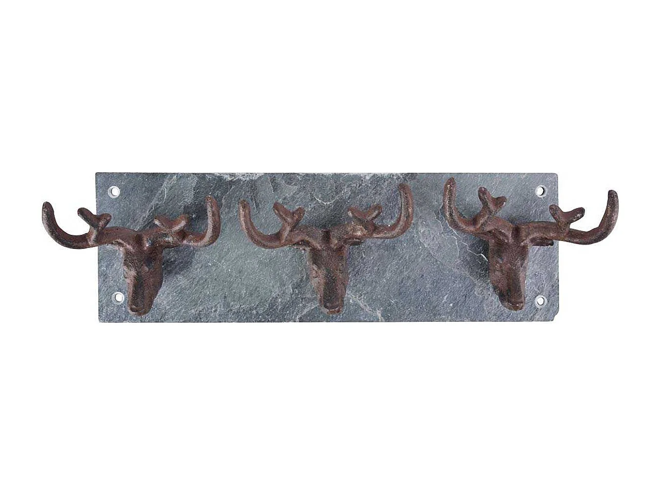 Patère en ardoise et fonte Cerfs