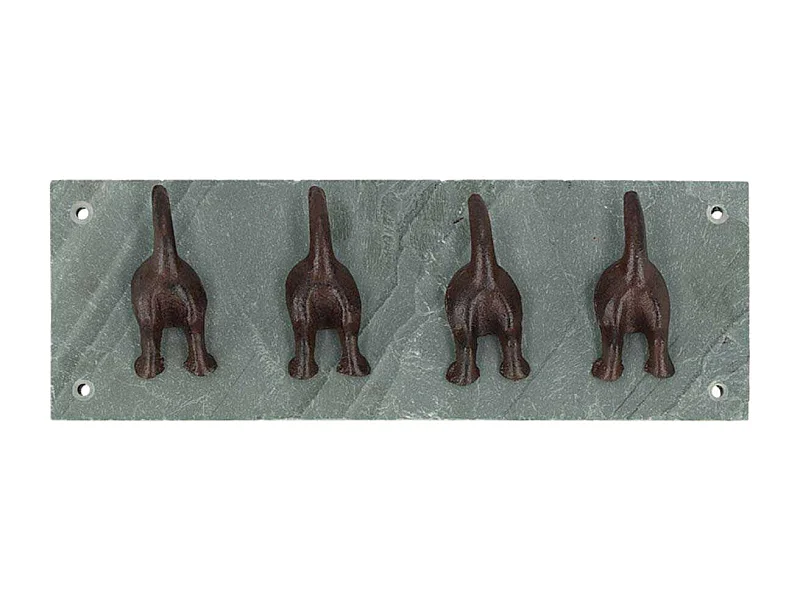 Patère en ardoise et fonte Chiens